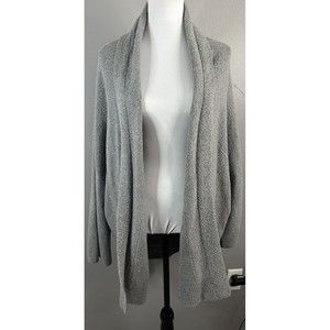 Vince Womens L Gray Open Front Cardigan Sweater Long Sleeve Pocket Soft Coatigan